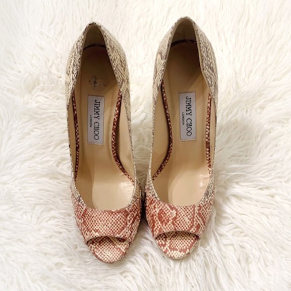 JIMMY CHOO Embossed Snakeskin Platform Pumps - Picture 4 of 7